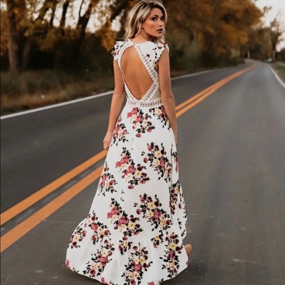 CAMILLEđIvory Boho Floral Print Dress - Picture 2 of 8